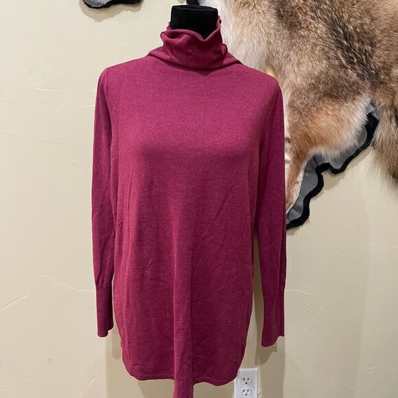 NIC + ZOE Turtle Neck Medium* Tunic Sweater Cranberry Office Business Mature - Picture 1 of 6